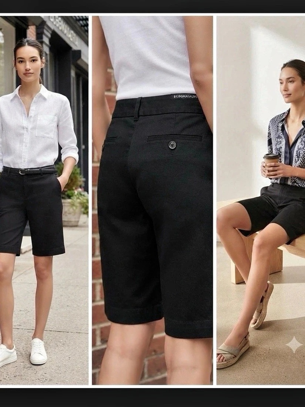 BCBGMAXAZRIA Tailored Bermuda Shorts Black